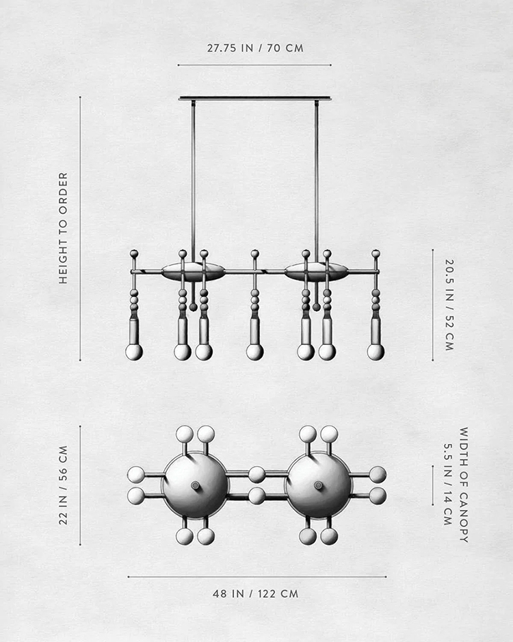 Линейная Люстра TALISMAN 14 патронов по дизайну студии Apparatus в Сочи