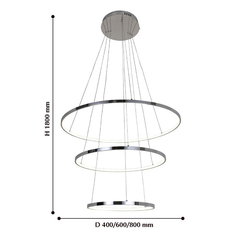 Кольцевая люстра цвета хром из трех колец в Сочи