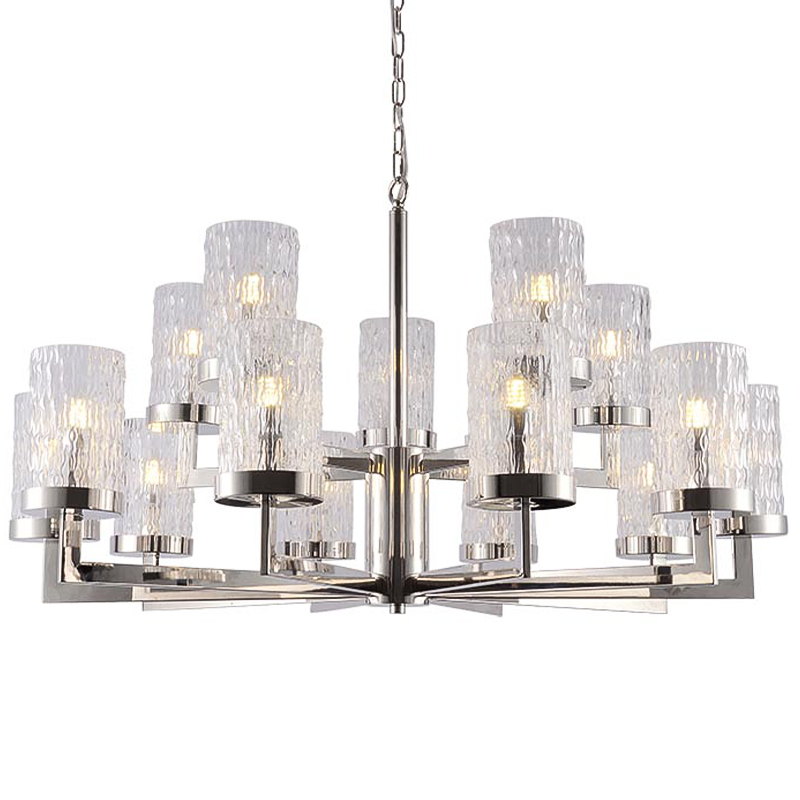 Люстра Estebe Glass Nickel Chandelier 14 Прозрачный Никель в Сочи | Loft Concept 