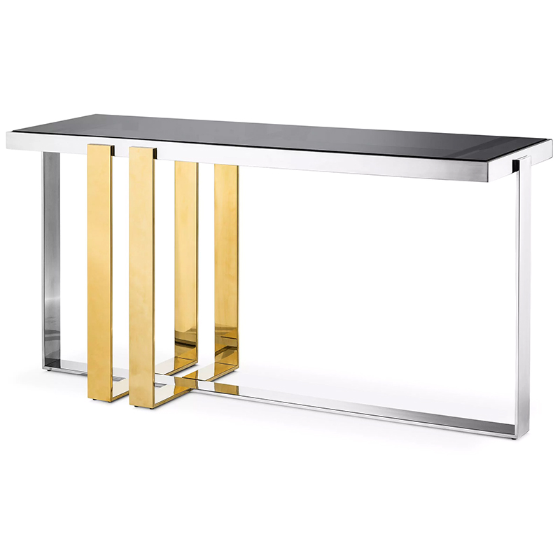 Консоль Eichholtz Console Table Belgo Золотой Серебряный Стекло Смок в Сочи | Loft Concept 