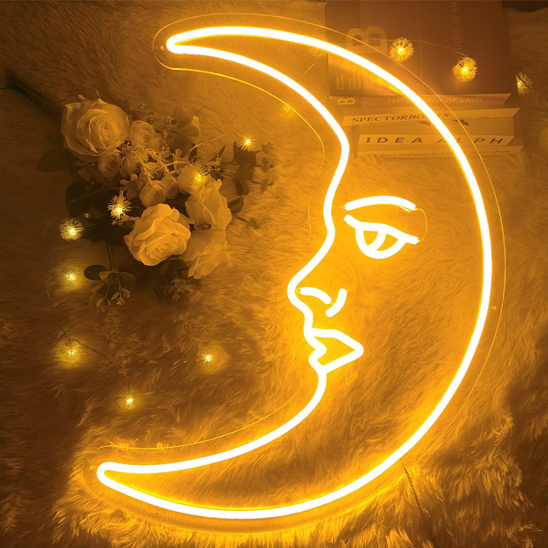 Неоновая настенная лампа Crescent Moon Neon Wall Lamp Прозрачный Желтый в Сочи | Loft Concept 