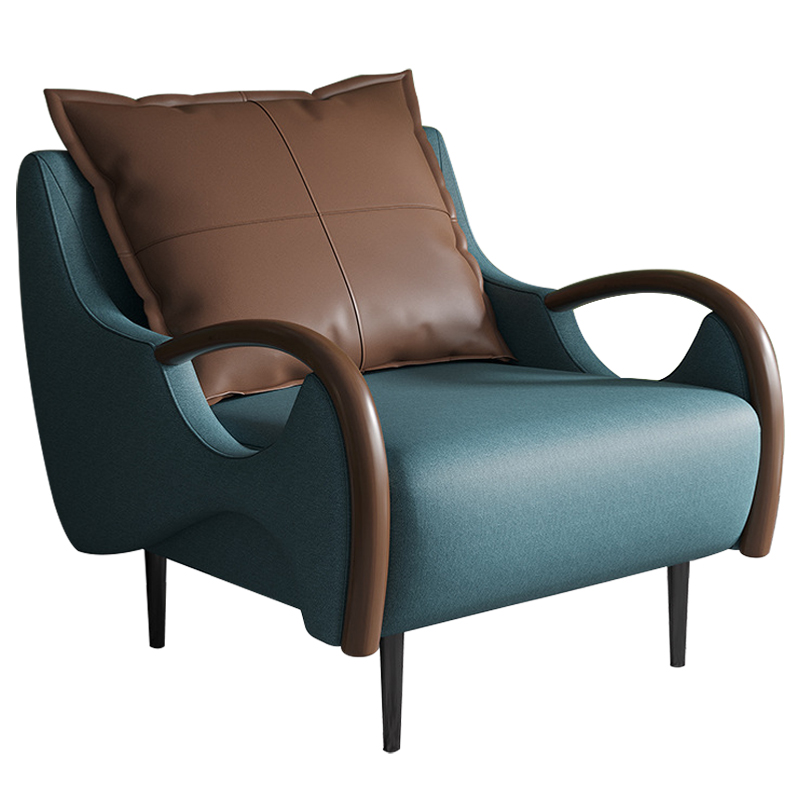 Кресло Oliwier Blue Armchair Синий Коричневый в Сочи | Loft Concept 