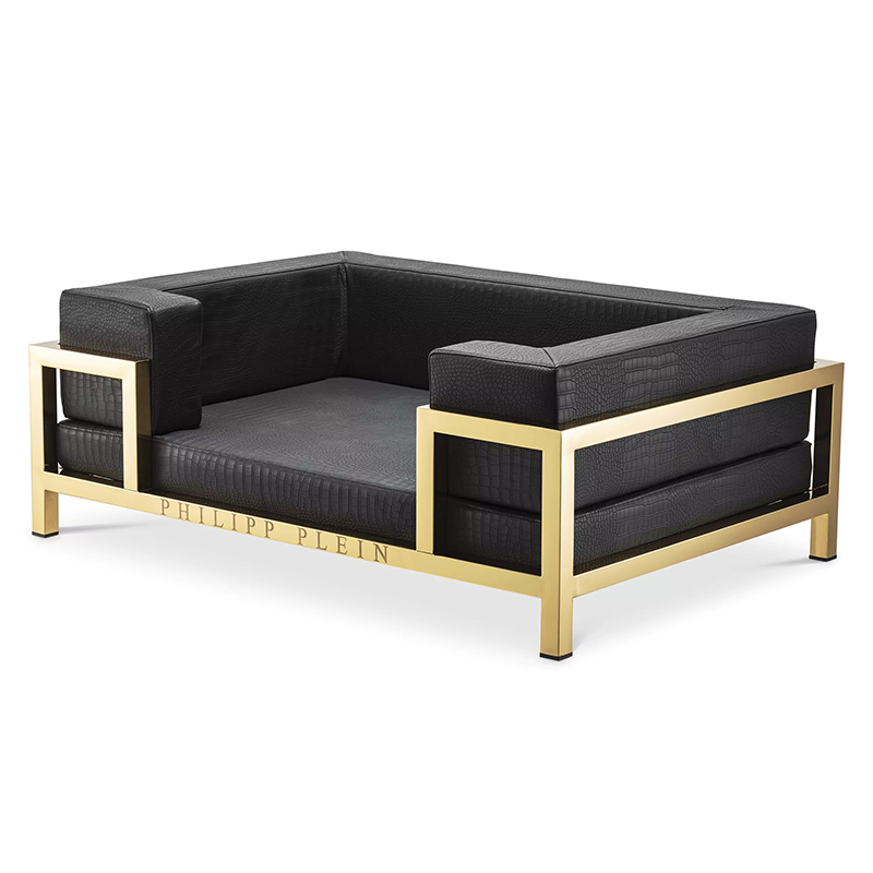 Лежанка для домашних животных Philipp Plein Dogbed High Conic Limited XL Gold Черный Золотой в Сочи | Loft Concept 