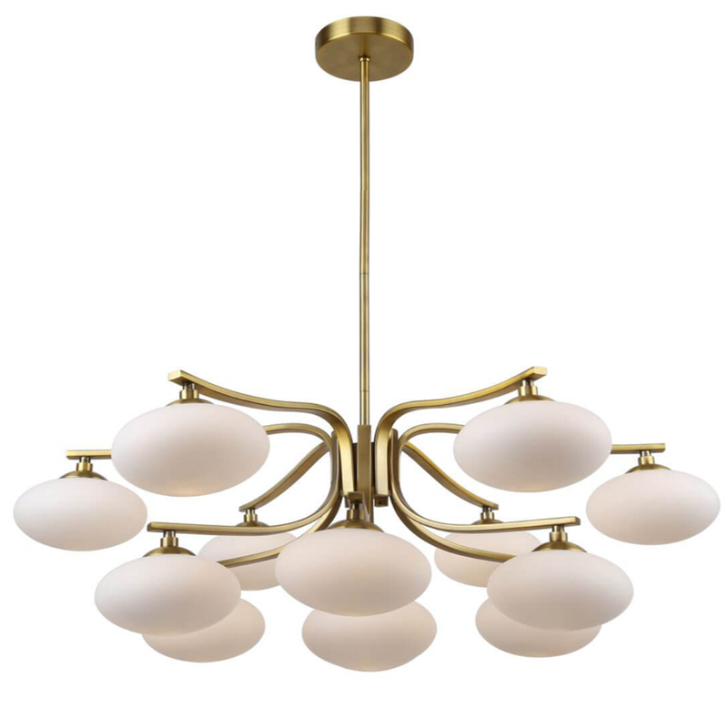 Oval Balls Mushrooms Chandelier 13 Brass Латунь Прозрачный белый в Сочи | Loft Concept 