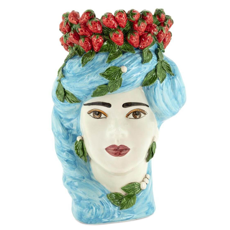 Ваза VASE STRAWBERRIES HEAD LADY BIG Blue Красный Голубой в Сочи | Loft Concept 