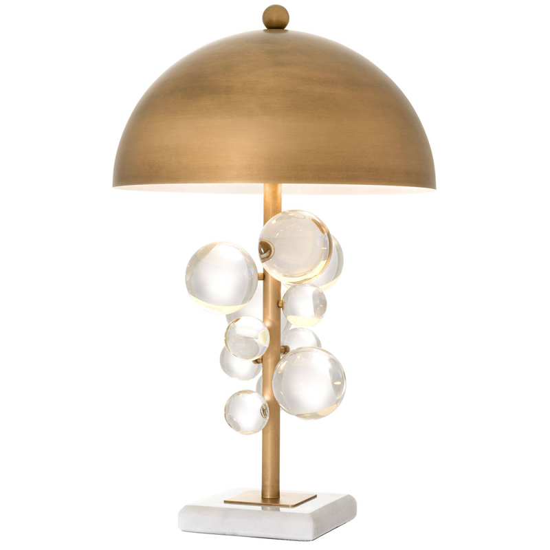 Настольная лампа Eichholtz Table Lamp Floral Латунь Античная полированная Прозрачное Стекло Белый в Сочи | Loft Concept 