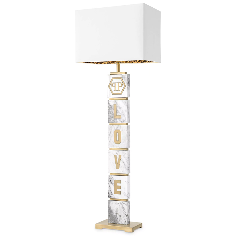 Торшер Philipp Plein Floor Lamp King Белый Белый Мрамор Bianco Золотой в Сочи | Loft Concept 