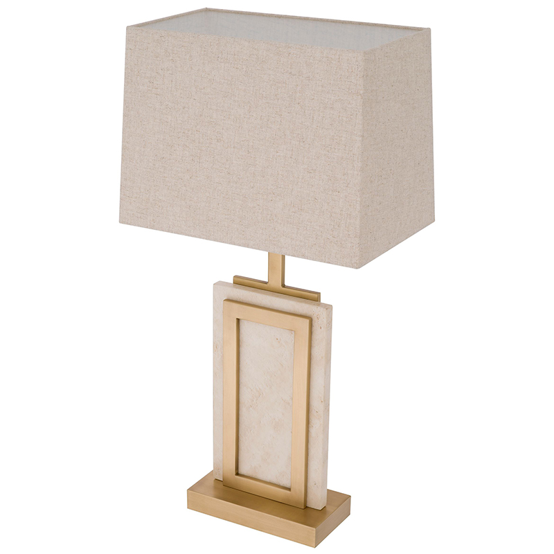 Настольная лампа Eichholtz Table Lamp Murray Travertine Бежевый Латунь в Сочи | Loft Concept 