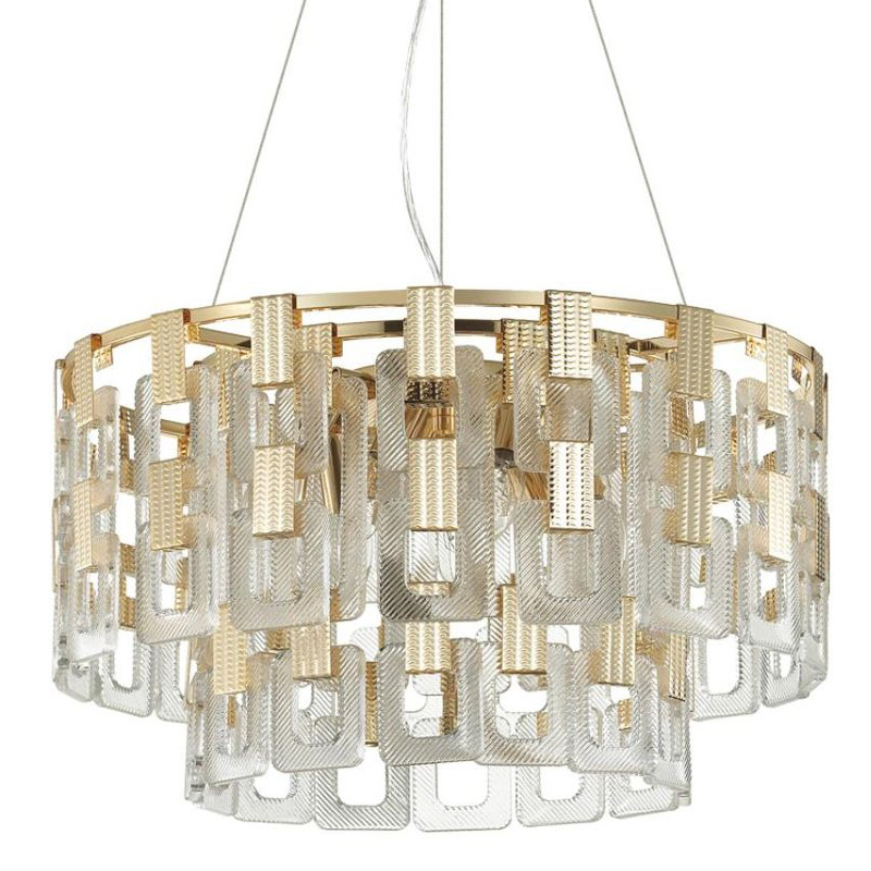 Люстра Ribbed Elements Pendant Round 52 Золотой Прозрачное Стекло в Сочи | Loft Concept 