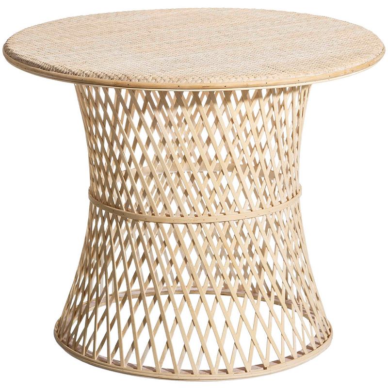 Круглый приставной стол из бамбука Woven Bamboo Side Table Бежевый в Сочи | Loft Concept 