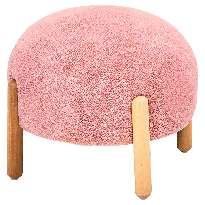 Пуф круглый на деревянных ножках Ralfie Pouf Pink Розовый Древесина в Сочи | Loft Concept 