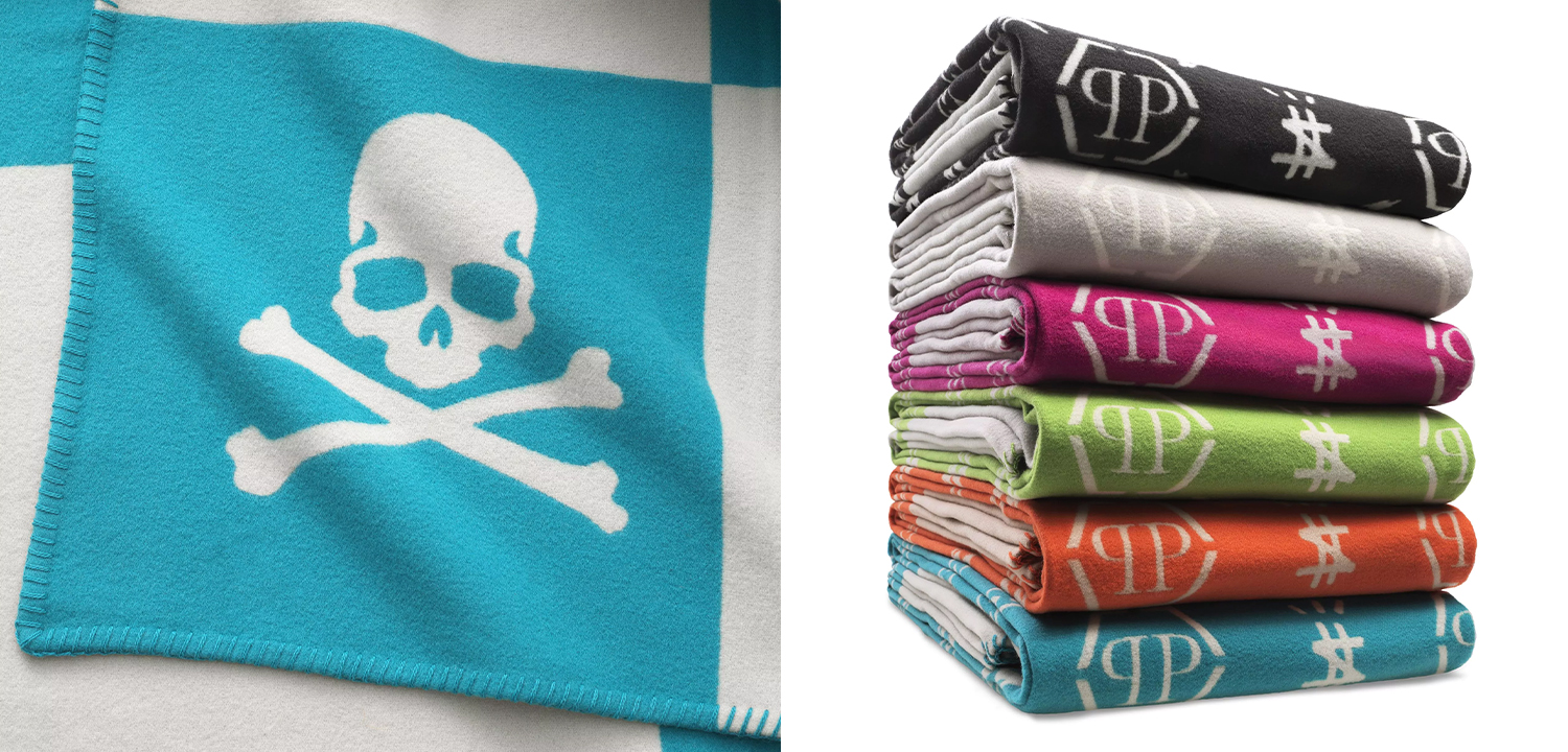 Плед Philipp Plein Plaid Cashmere Skull Blue - фото