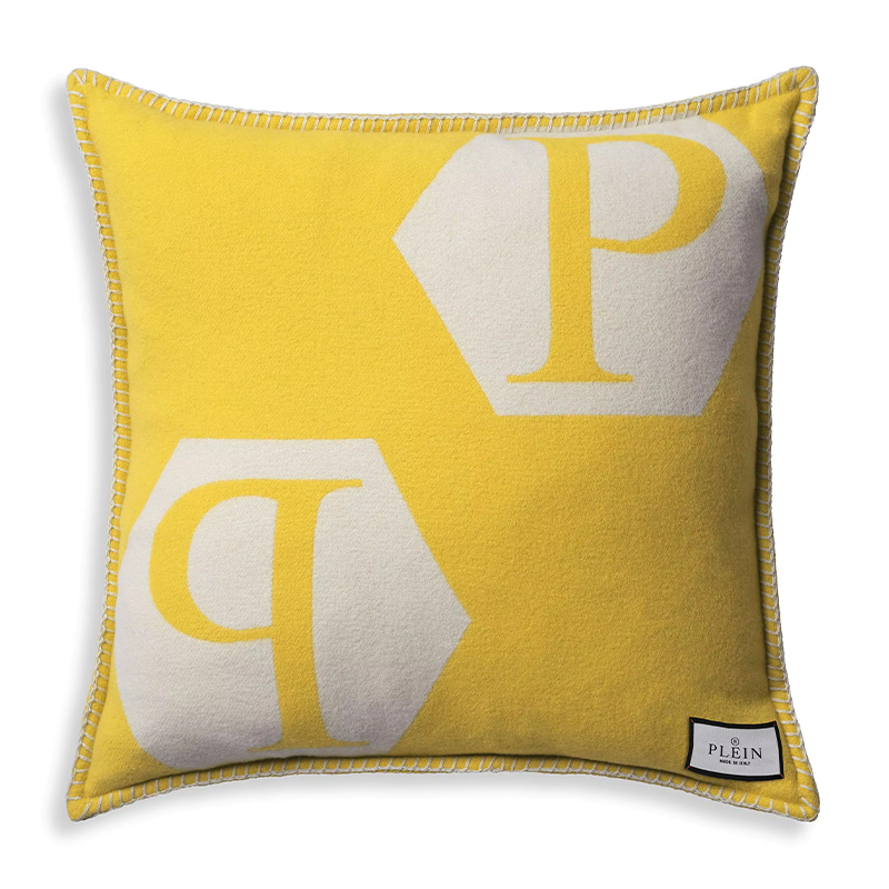 Подушка Philipp Plein Cushion Cashmere Yellow Желтый Белый в Сочи | Loft Concept 