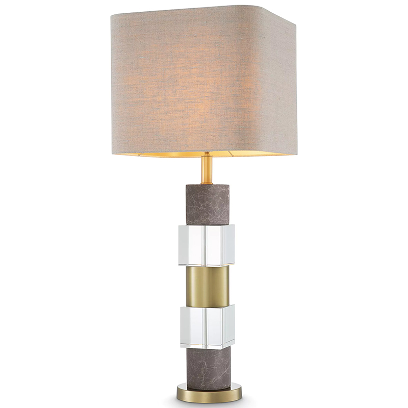 Настольная лампа Eichholtz Table Lamp Cullingham Grey Marble Латунь Прозрачное Стекло Серый Бежево-серый в Сочи | Loft Concept 