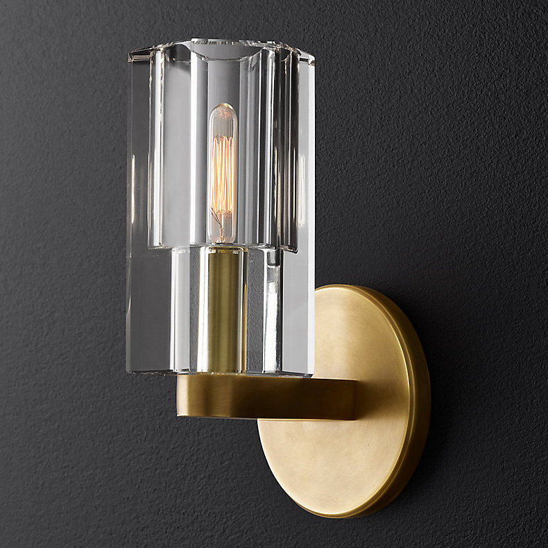 Бра Restoration Hardware Arcachon Single Sconce Прозрачное Стекло Латунь в Сочи | Loft Concept 