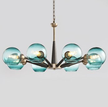 Люстра Thalia chandelier Blue glass Золотой Светло-голубой Черный в Сочи | Loft Concept 