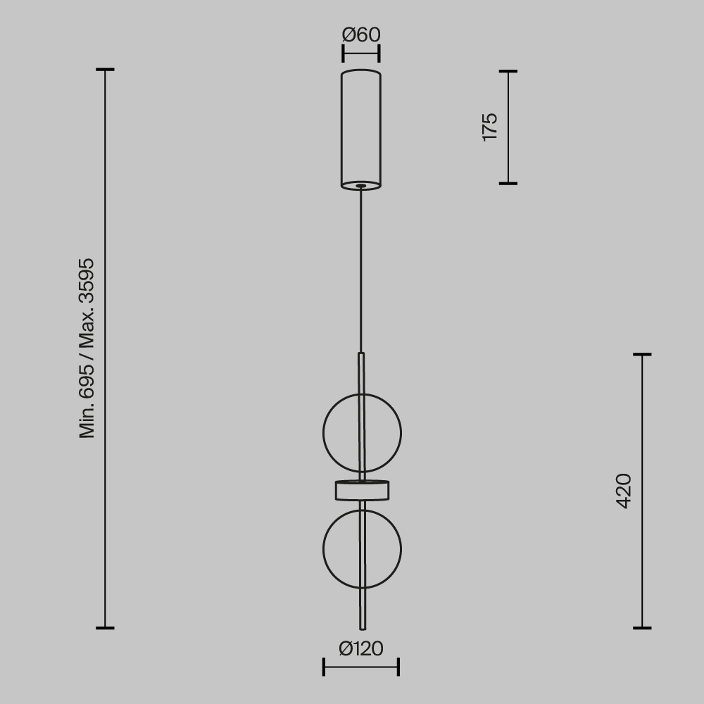 Подвесной светильник с плафоном из стекла с зеркальным градиентом Double Moon в Сочи