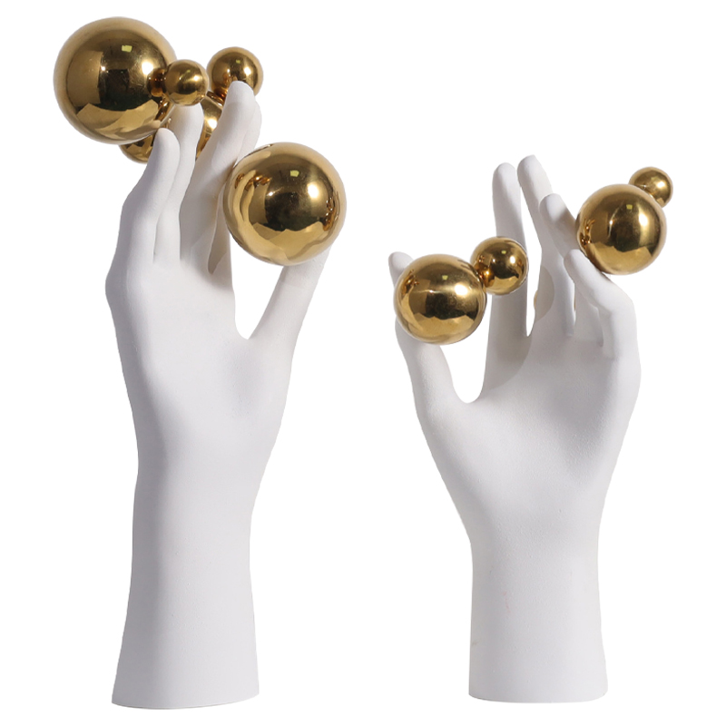 Декоративная статуэтка Hand with Spheres Statuette Белый Глянцевое золото в Сочи | Loft Concept 