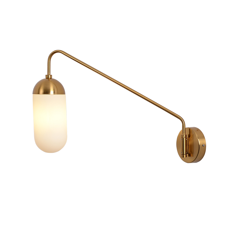 Бра Pelle Sconce, Long Gooseneck Clear Shade Латунь Белый в Сочи | Loft Concept 