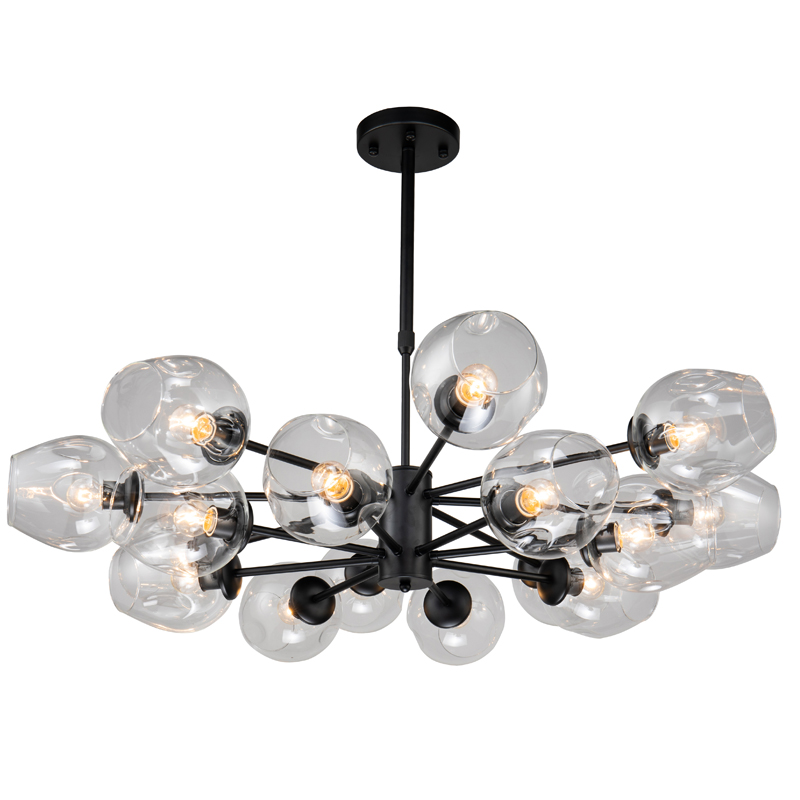 Люстра Branching Bubble Chandelier black 16 Черный Прозрачный в Сочи | Loft Concept 