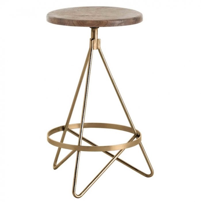 Барный стул Industrial Vintage Brass Iron Swivel Bar Stool Золотой Коричневый в Сочи | Loft Concept 