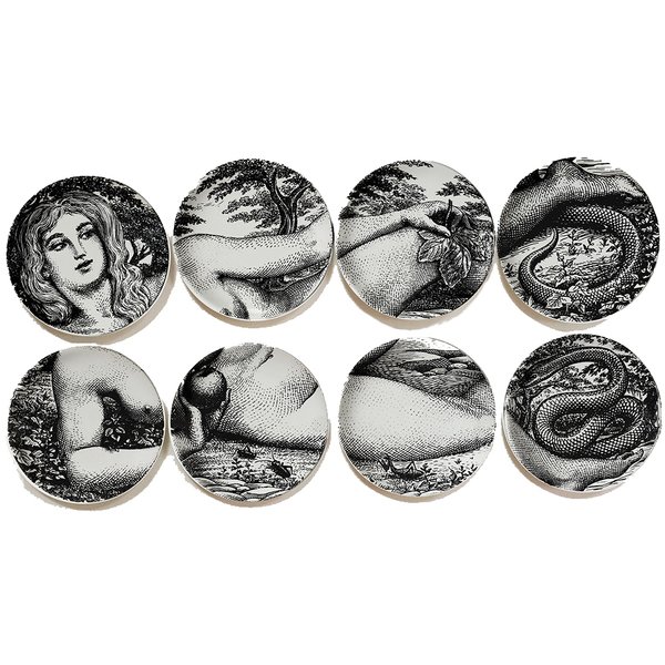 Тарелки FORNASETTI SET OF 8 "EVA" Черный в Сочи | Loft Concept 