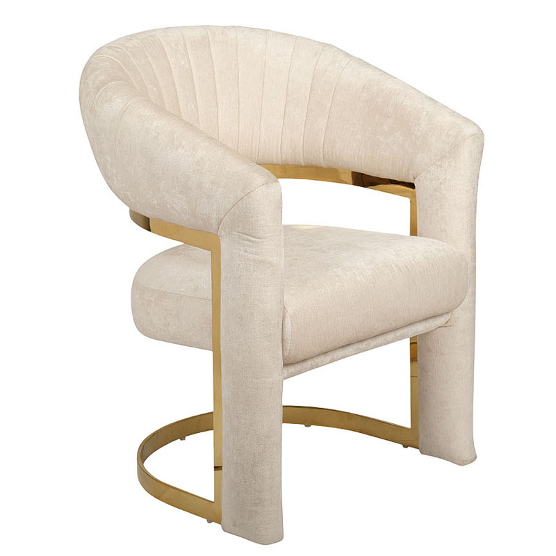 Полукресло Valbonne Chair cream velour Кремовый Глянцевое золото в Сочи | Loft Concept 