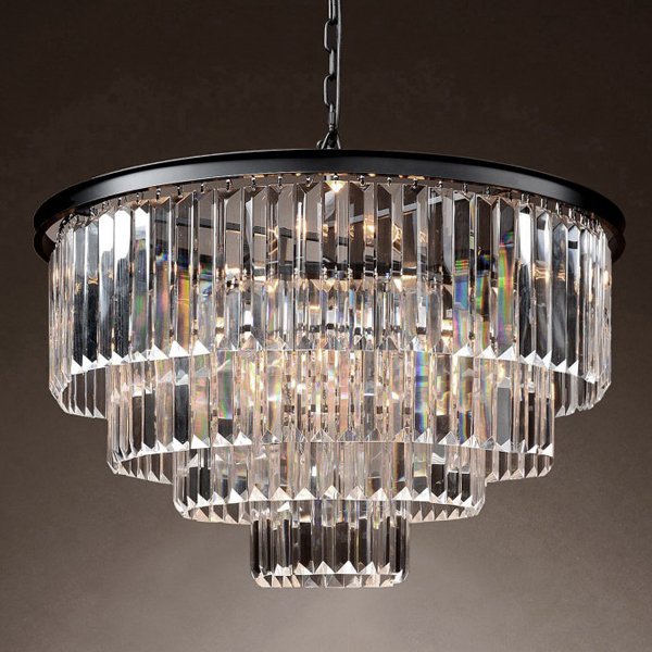 Люстра RH 1920s Odeon Clear Glass Fringe Chandelier -60 Черный в Сочи | Loft Concept 