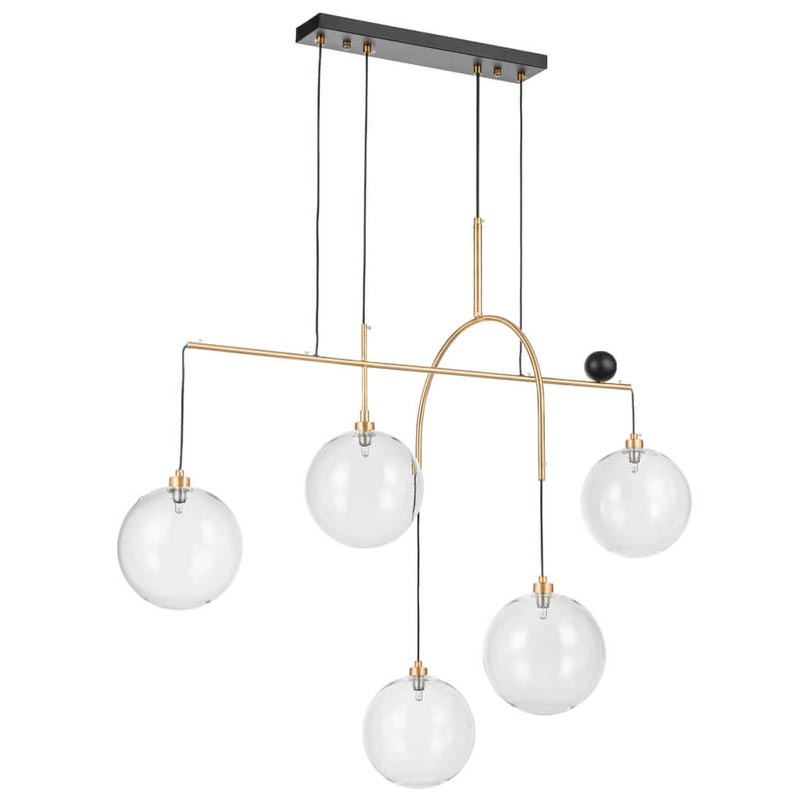 Люстра Five Hanging Balls Chandelier Золотой Прозрачный Черный в Сочи | Loft Concept 