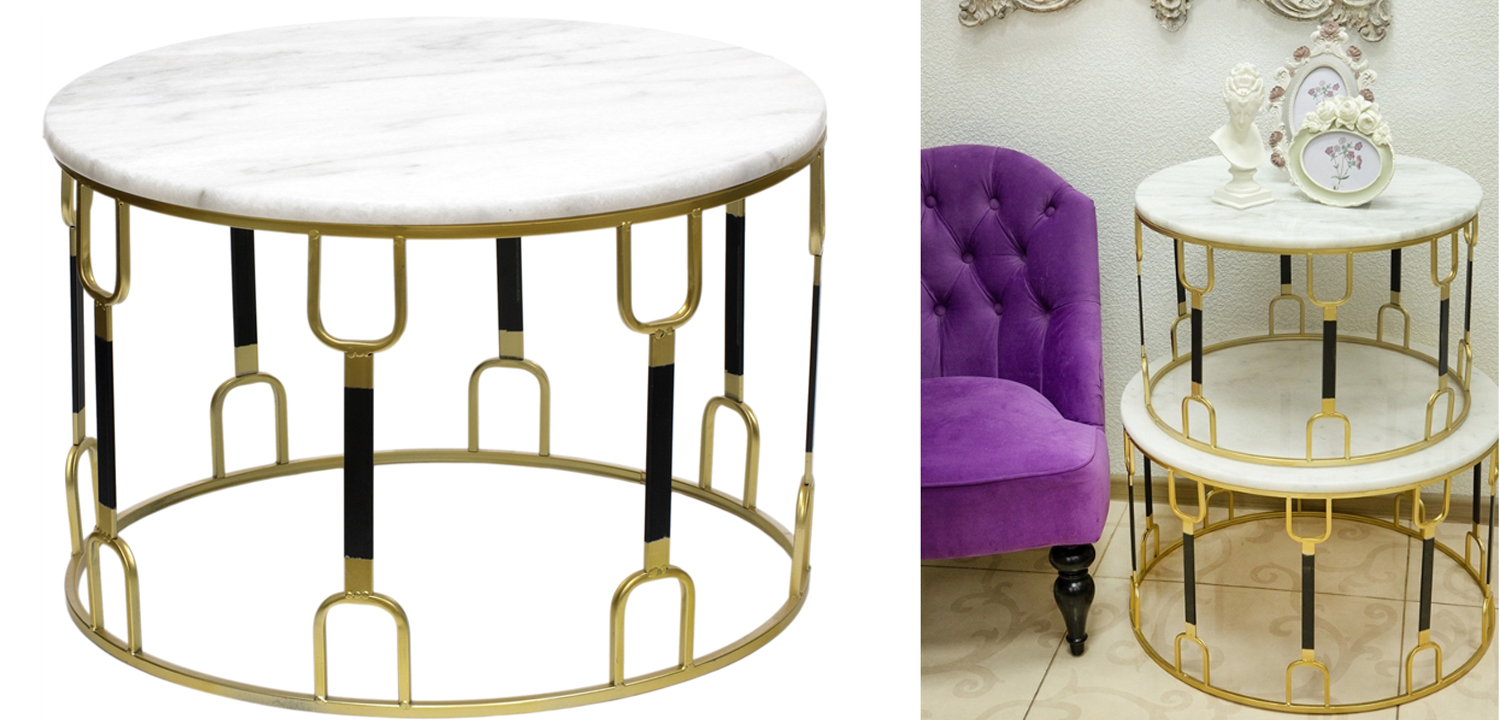 Приставной стол Dorius Side Table white marble - фото