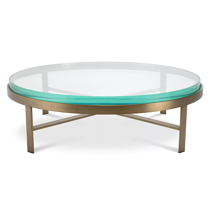 Кофейный стол Eichholtz Coffee Table Hoxton Латунь Прозрачное Стекло Бирюзовый в Сочи | Loft Concept 