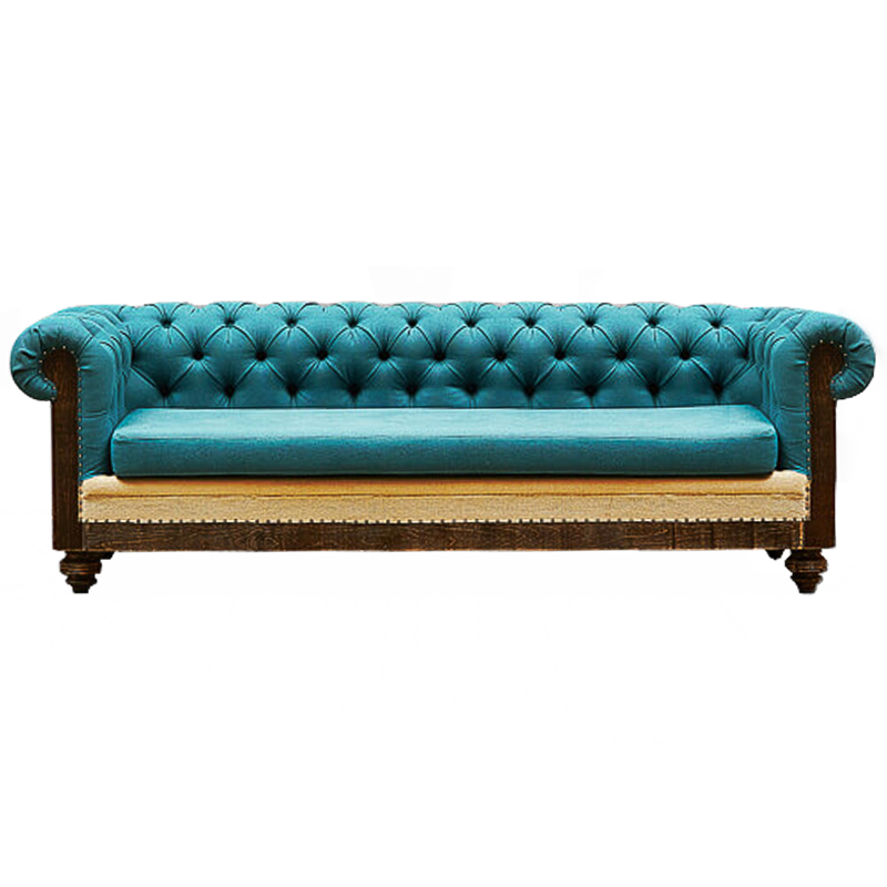 Диван Deconstructed Chesterfield Sofa triple turquoise Linen Коричневый Бирюзовый ivory ( слоновая кость ) в Сочи | Loft Concept 