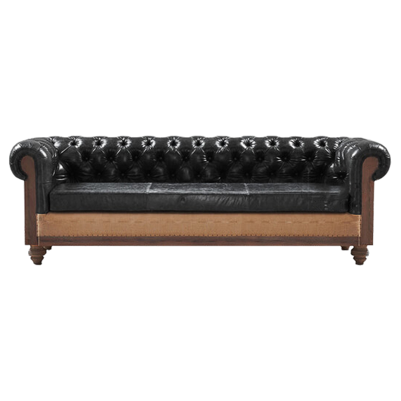 Диван Deconstructed Chesterfield Sofa triple Black leather Коричневый Черный в Сочи | Loft Concept 