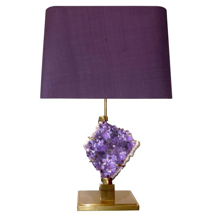 Настольная лампа Bronze and Amethyst Lamp Глянцевое золото Сиреневый в Сочи | Loft Concept 