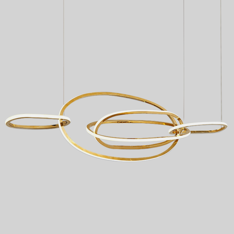 Люстра Horizontal Gold Oval Rings Chandelier Золотой в Сочи | Loft Concept 