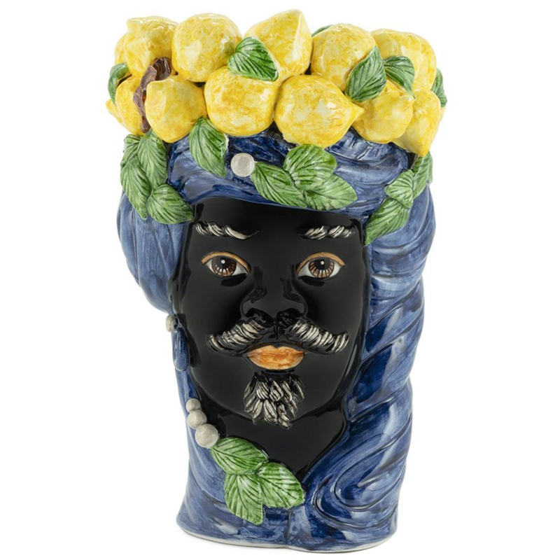 Ваза Vase Lemon Head Man Blue Синий Черный Желтый Зеленый в Сочи | Loft Concept 