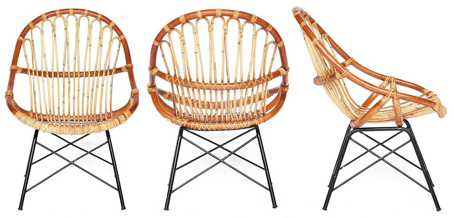 Кресло Rattan Wicker Chair Red Carcass - фото