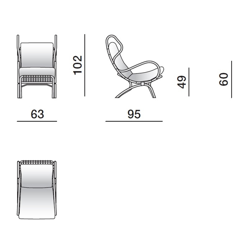 Дизайнерское кресло из ротанга Gio Ponti CONTINUUM D.163.7 BY BONACINA 1889 Armchair в Сочи