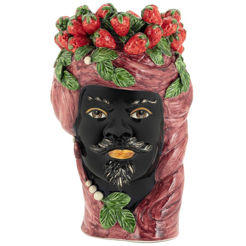 Ваза Vase Strawberries Head Man Bordeaux Бургундский красный Красный Черный Зеленый Мульти в Сочи | Loft Concept 