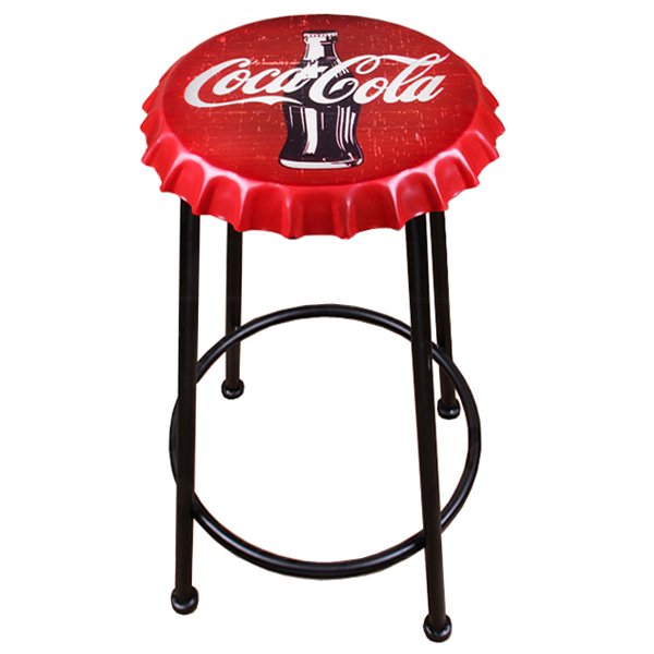 Барный стул Bottle Cap Coca & Cola Черный Красный в Сочи | Loft Concept 