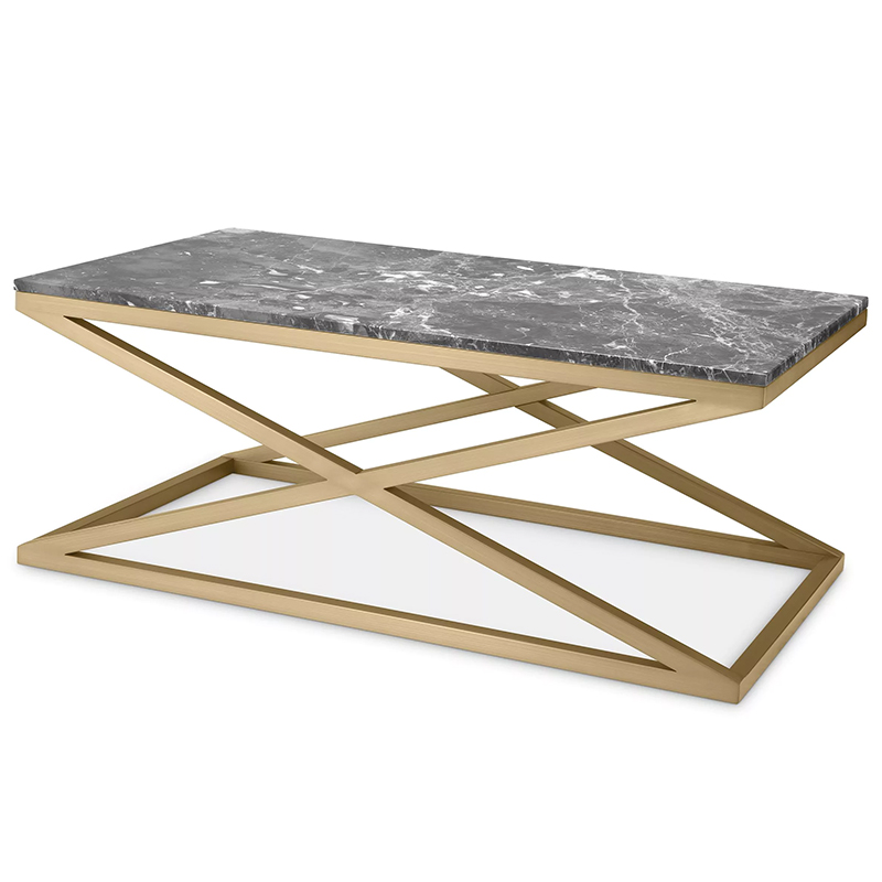 Кофейный стол Eichholtz Coffee Table Criss Cross Латунь Серый в Сочи | Loft Concept 