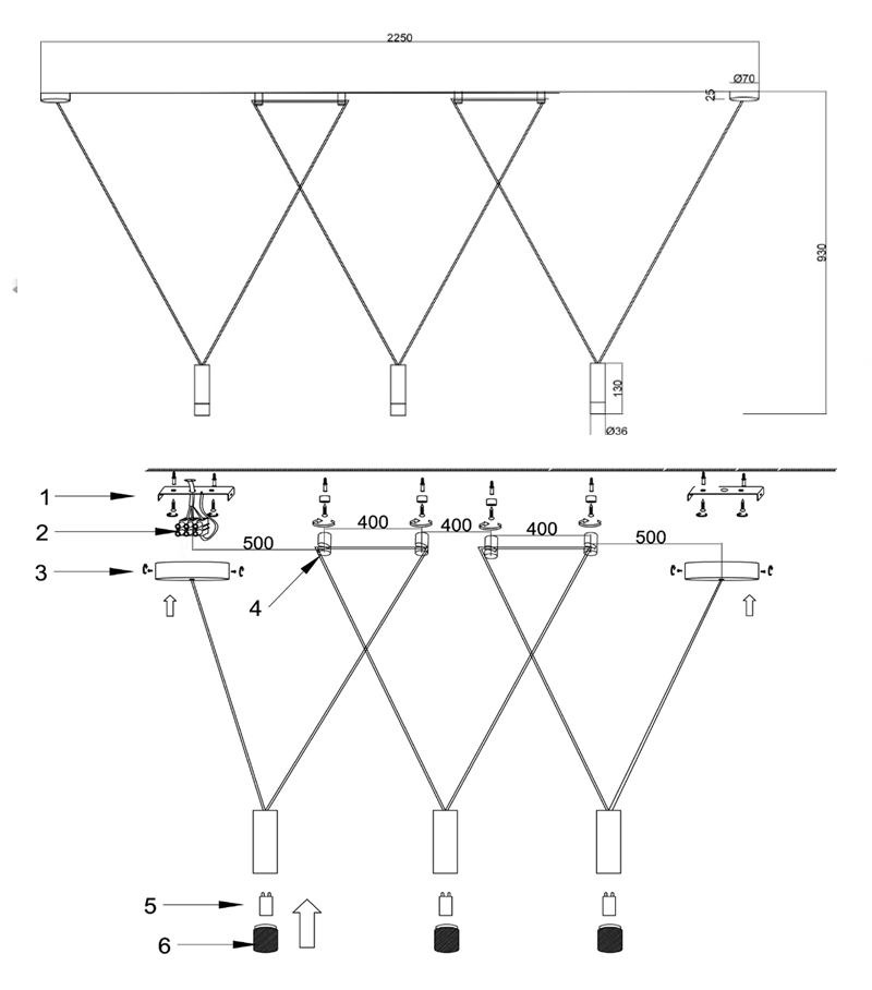 Wireflow LED White Suspension lam 3 патрона в Сочи