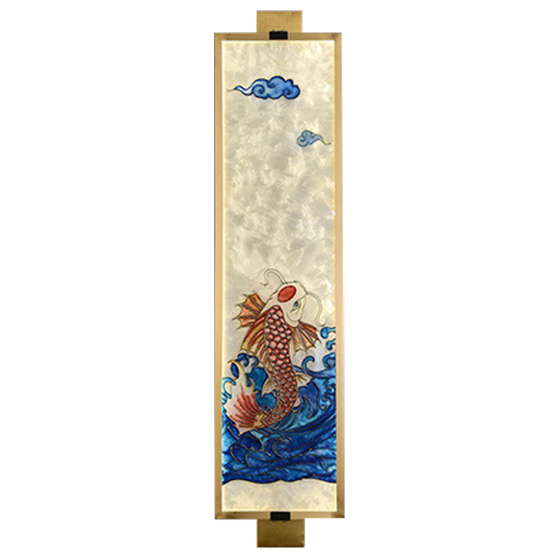 Настенный светильник Red Fish Oriental Scenes Wall Lamp Мульти Золотой Синий Красный в Сочи | Loft Concept 