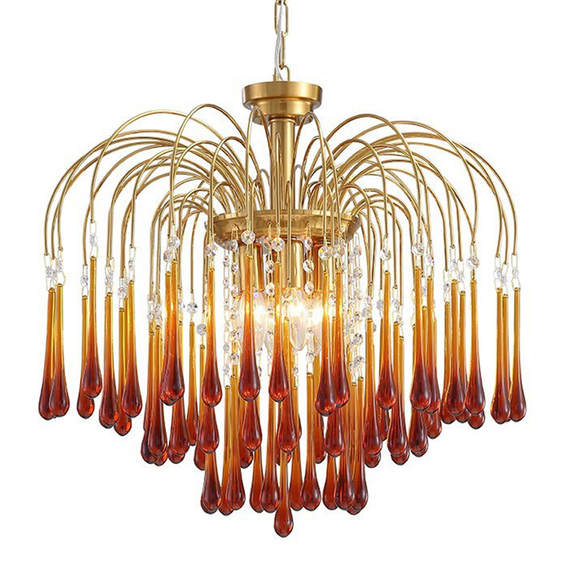 Дизайнерская люстра Amber Drops Chandelier Золотой Янтарный в Сочи | Loft Concept 