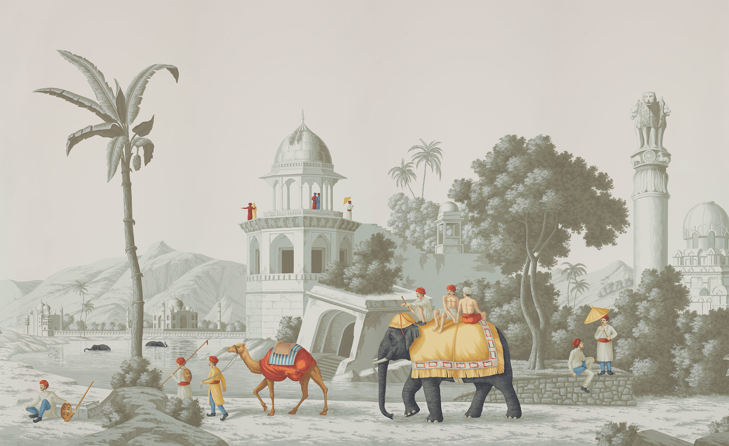 Обои ручная роспись Early Views of India Paille on Crystal Grey scenic paper Обои ручная роспись Early Views of India Paille on Crystal Grey scenic paper - постер Loft-Concept в Сочи