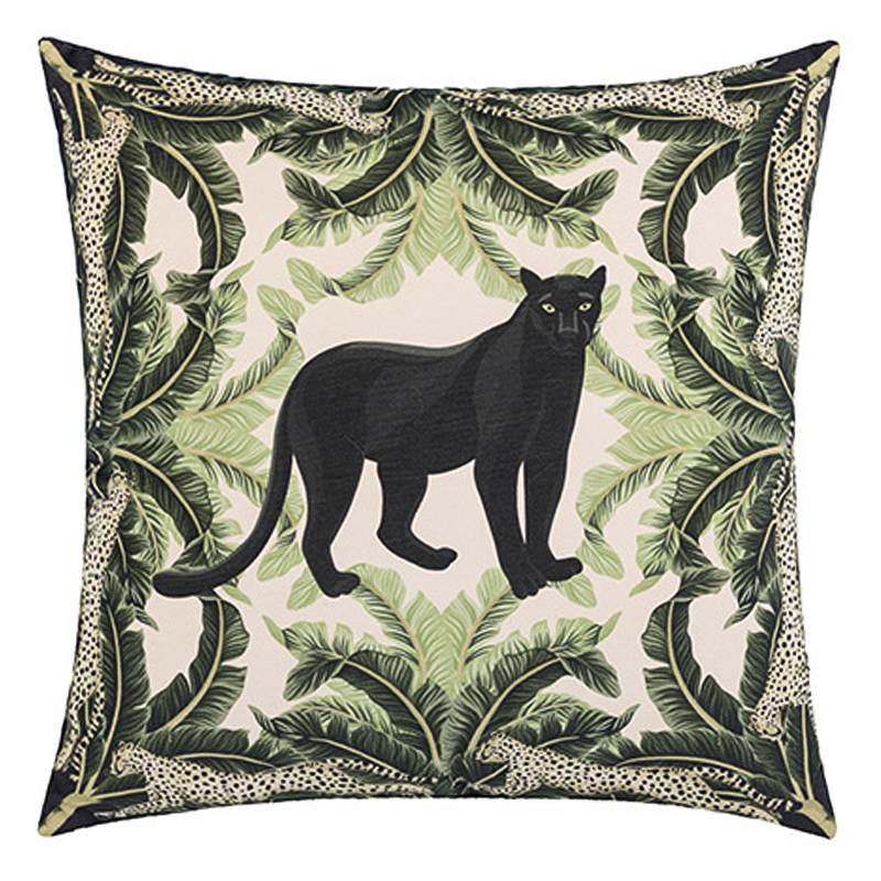 Декоративная подушка Черная Пантера Black Panther Cushion Бежевый Черный Зеленый в Сочи | Loft Concept 