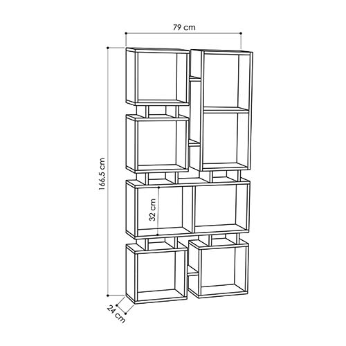 Стеллаж прямой цвета древесины с 8-ю открытыми полками RAIL BOOKCASE NO.1 OAK в Сочи