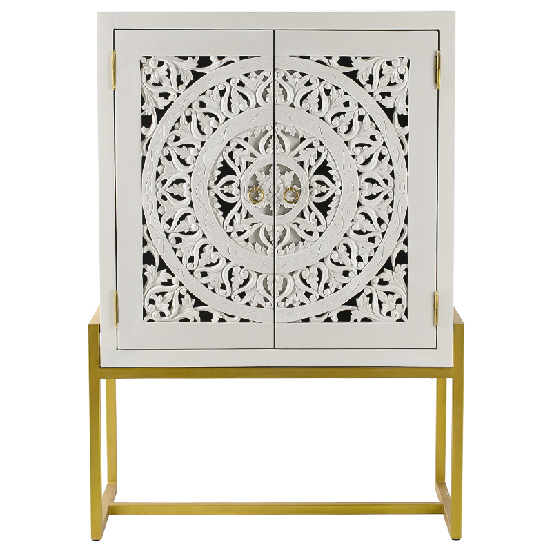 Буфет с резными дверцами Ceara Lace Cabinet Белый Золотой в Сочи | Loft Concept 