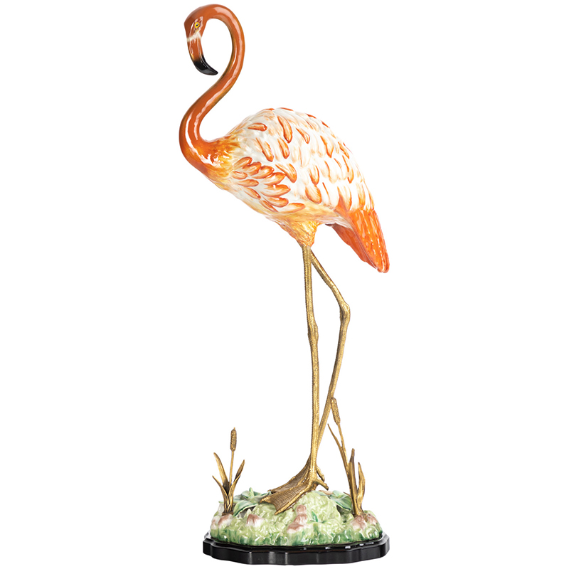 Декоративная статуэтка Flamingos Porcelain Statuette Красный Зеленый Бронза в Сочи | Loft Concept 