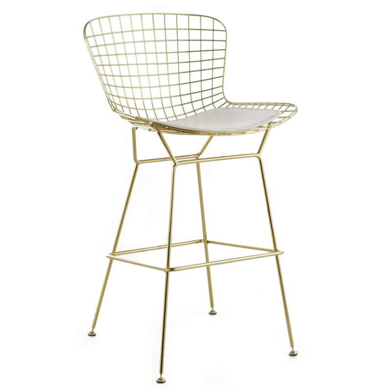 Барный стул Bertoia Barstool Gold Черный Белый Золотой в Сочи | Loft Concept 